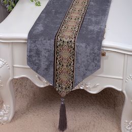 Classic Patchwork Lace Table Runner Velvet Fabric Dining Table Protective Pads Europe American style Rectangle Coffee Table Cloth 200x33 cm