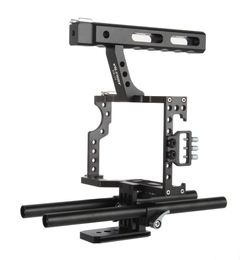 Freeshipping 15mm Rod Rig DSLR Camera Video Cage Kit Stabilizer + Top Handle Grip for Sony A7 II A7RII A7SII A6300 A6000/GH4/EOS M5