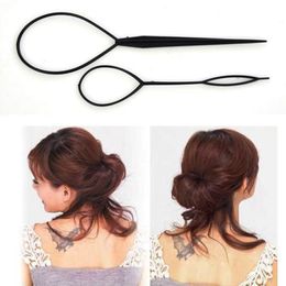 2pcs Plastic Magic Topsy Tail Hair Braid Ponytail Styling Maker Clip Tool Black #R59