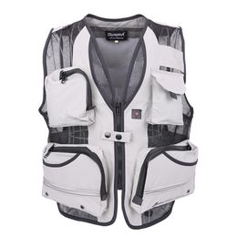 Wholesale- New Arrival Men's Multi Pocket vest, photography vest,cameraman reporter mesh vest Large size XL-5XL