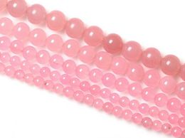 2017 Hot sale 4mm 6mm 8mm 10mm 12mm 14mm manual DIY Pink Chalcedony beads jade Pink Jade Bead Fit Bracelet Necklace