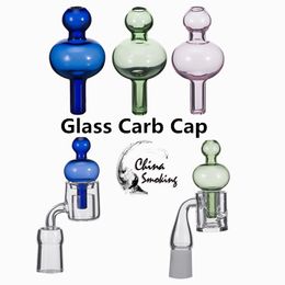 Colored Glass Carb Cap 28mm Dia Round ball dome for Quartz thermal banger Quartz bangers