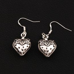 3D Strawberry Chandelier Earrings 925 Silver Fish Ear Hook 20pairs/lot E937 14.4x37mm