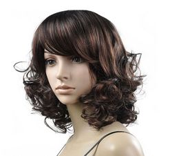 New Fashion wig sexy Short Women's Brown Curly Natural Hair Full wigs +Cap