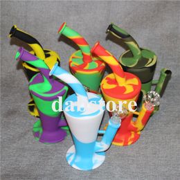 New arrive taper shape silicone water pipe silicone bong silicon oil rig burrel water bong for smoking