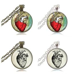 -Collana cuore umano anatomico rosso punk gotico steampunk pendente gioielli di moda per le donne regali per infermiera medico catena di bronzo choker