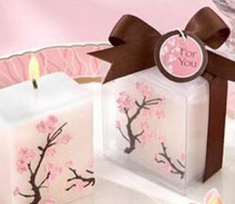 100pcs Wedding Candles Smoke-free Scented Wax Sakura Cherry Blossoms Candle Baby Boy Shower Baptism Favour And Gift