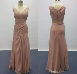 New Real Pictures Dusty Pink Custom Made Bridesmaid Dresses for Elegant V Neck Ruffle Design Woman Formal Gowns Wedding Guest Dresses