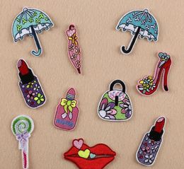 NEW Iron On Patches DIY Embroidered Patch sticker For Clothing clothes Fabric Badges Sewing handbag umbrella lip design