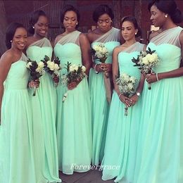 High Quality Cheap Mint Green Bridesmaid Dress Elegant Long One Shoulder Maid of Honor Dress Wedding Guest Gown Custom Made Plus Size