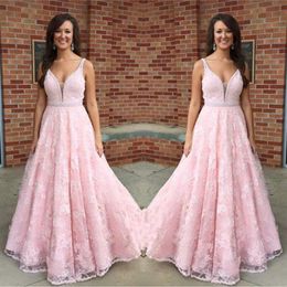 Hot Sale New Pink Prom Dress A Line Lace Girls Formal Pageant Evening Party Gown Custom Made Plus Size