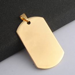 Gold Color Engravable Stainless Steel Dog Tag Shape Charms Jewelry Findings For Men Women Pendant Necklaces