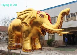 Outdoor Parade Animal Inflatable Golden Elephant 5m Advertising Air Blow Up Mascot Elephant For Events