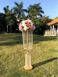 new style Tall arcylic wedding flower stand pillar for aisle decoration