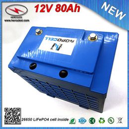 High Quality LiFePO4 12V 80Ah Battery Pack with Plastic case for Electric Bike scooter UPS Streetlamp solar system FREE SHIPPING