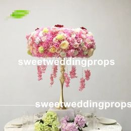 no flowers including )sliver/gold flower arrangement stands /tall mental wedding stage flower decoration