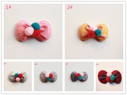 24pc/lot Felt Hair Kids Hair Wear Bow Hair Clips Cute Wool Roll Pink Ball Bowknot Felt Hairpins High Quality Winter Baby Hairpin