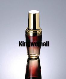 300pcs/lot 30ml High Grade Glass Lotion Cream Container Red Bottle with Gold Lids For Cosmetic Packaging EWR04