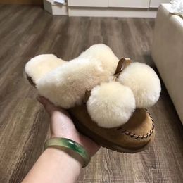 Ladies Slippers LINEA DONNA STIVALETTI STIVALI POM POM Lavorato a Maglia Inverno Caldo pelliccia stivaletti taglia