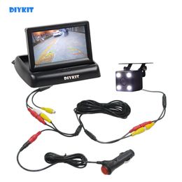 DIYKIT Wired 4.3inch Car Reversing Camera Kit Car Monitor LCD Display Security LED Night Vision Car Rear View Camera