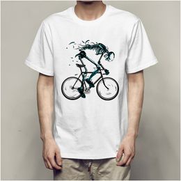 worn out bikes tshirts men funny skeleton bicycle design short sleeve oneck tshirts fashion skull style tops tees