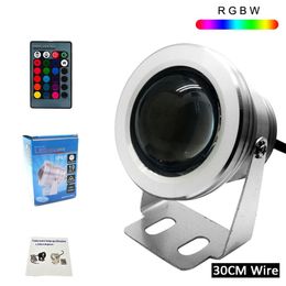 Umlight1688 85-265V 10W RGB LED Underwater Light Waterproof IP68 Fountain Swimming Pool Lamp 16 Colorful Change With 24Key IR Remote