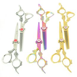 Meisha 6.0 Inch 3 Colors Swords Shape Hair Shears Barber Cutting Thinning Scissors Professional Hairdresser's Clipper with Comb Bag HA0441