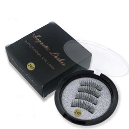 New Hot sale Dual Magnetic False Eyelashes Natural Long Fake Lashes 2 Magnets don't need glue drop shipping
