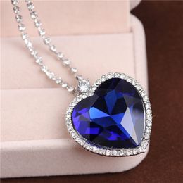 Love Forever Classic Titanic Blue Heart Pendant Necklace Wedding/Bride Jewelry jewelry Mother's Day/Valentine's Day Gift