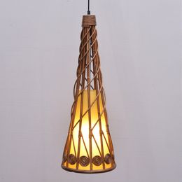 South Asian Rattan Horn Dining Room Ceiling Pendant Lamp Japanese Restaurant Pendant Lights Country Rustic trumpet Hanging Lamps