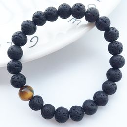 Fashion Natural Tiger's Eye 8mm Black Lava Stone Beads Bracelet DIY Aromatherapy Essential Oil Perfume Diffuser Bracelet Jewelry