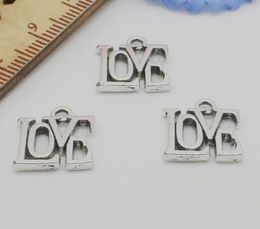 200pcs/lot Antique Silver Plated Love Charms Pendants for Jewellery Making DIY Handmade Craft 15x13mm