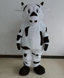 2018 Discount factory sale a white dairy cow mascot costume with short horn for adult to wear