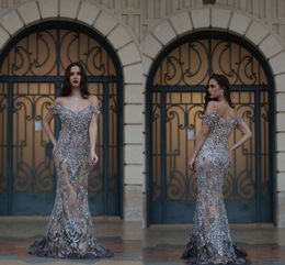 Dubai Arabic Luxury Mermaid Evening Dresses Sexy Sweetheart Off Shoulder Beaded Crystals Sweep Train Formal Prom Dresses Custom