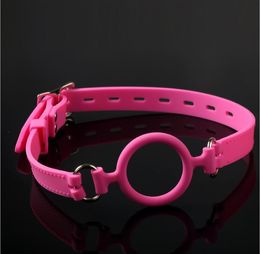 Newest pink silicone open mouth gag bondage harness ring gags bdsm fetish restraints sex games toys for couples sextoys Best quality