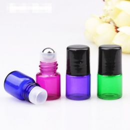 1ml Mini roll on roller bottles for essential oil roll-on refillable perfume bottle deodorant container with black lid LX1274