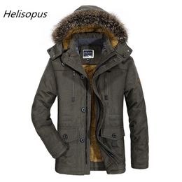 Helisopus Winter Jacket Men Cotton Padded Warm Parka Coat Casual Faux Fur Hooded Long Jacket Windbreaker Plus Asian size 5XL 6XL