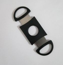 Pocket Plastic Stainless Steel Double Blades Cigar Cutter Knife Scissors Tobacco Black New DHL FEDEX free shippiing