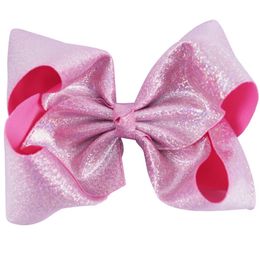 6pcs 7 Inch Large Soft Leather Hair Bow With Alligator Clip Girls Bling Hairbows Christmas Hairpin Kids Hair Accessories