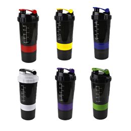 Spider Protein Shaker Water Bottles Cups Drinks 3 in 1 Sports Inserted Mixing Ball 6 Color 500ml