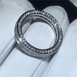 Fashion Dainty Ring Pave set Cz Stone 925 Sterling Silver Party Wedding band Rings For Women Valentine's Day Gifts