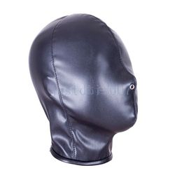 Bondage Soft Leather head Hood Full Covered Mask Breathable Holes restraints role play #R98