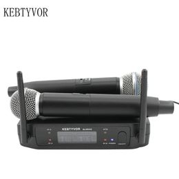 Professional GLXD242/BETA58 UHF Dual Handheld Karaoke Wireless Microphone System