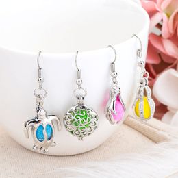 Newest Hollow Pendant Earrings Set Aromatherapy Perfume Locket With Pads Essential Oil Diffuser Pendant DIY Fragrance Flower Many Design