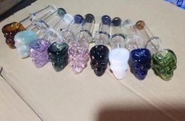 Coloured skull single round head glass pipe glass bong water pipe Titanium nail grinder, Glass Bubblers For Smoking Pipe Mix Colours