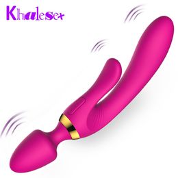 Khalesex 3 Point Vibrators for Women G Spot Clitoris Anal Dildo Vibrator Silicone Adult Sex Toys for Woman Sex Products Shop Y1890804