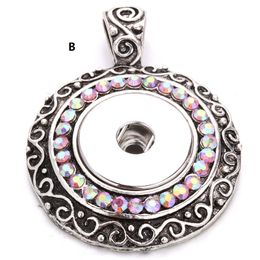 Snap Button Pendants Jewellery with Crystal Round Circle Pattern Noosa Pendants Without Chain Mix Order Wholesale