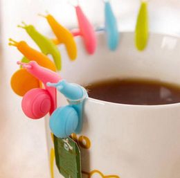 Fashion Hot Random Color Cute Snail Shape Silicone Tea Bag Holder Cup Mug Candy Colors Gift Set SN944