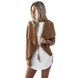 Autumn Winter Casual Jackets Ladies Long Sleeve Turn-down Collar Basic Motorcycle Jacket Women Sexy Coats Tops Outwear casaco