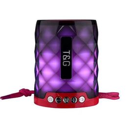 Portable TG155 LED Light Bluetooth speaker with Hands free Mic support TF Card FM Mini LED Colourful lights Lamp outdoor waterproof subwoofer